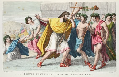 Penteo perseguita i discepoli di Bacco, Libro III, illustrazione da 